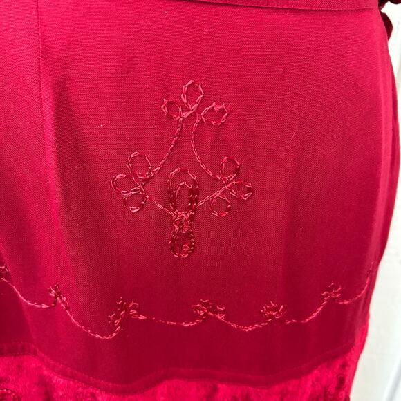 Newport News Women Fairy Vintage Skirt Midi Boho Red Velvet Holiday Size 10P - Picture 3 of 9